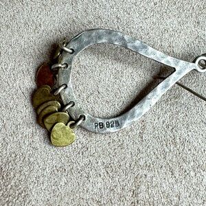 Sundance Sterling Silver with Brass Hearts Dangle Earrings